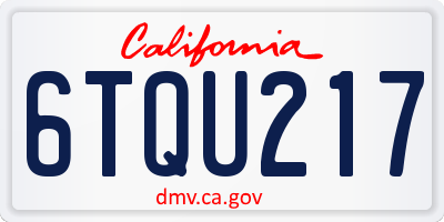 CA license plate 6TQU217