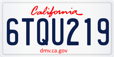 CA license plate 6TQU219