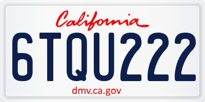 CA license plate 6TQU222