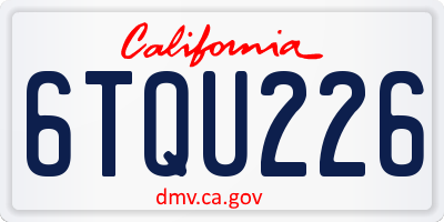 CA license plate 6TQU226