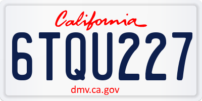 CA license plate 6TQU227
