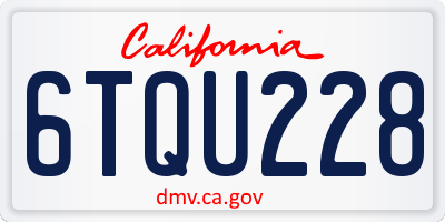 CA license plate 6TQU228