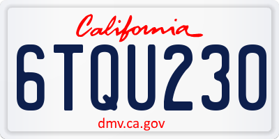 CA license plate 6TQU230