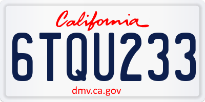 CA license plate 6TQU233