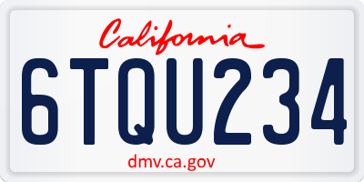 CA license plate 6TQU234