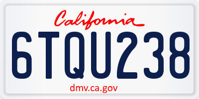 CA license plate 6TQU238