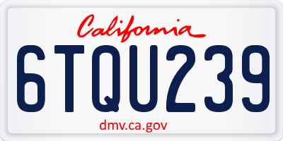 CA license plate 6TQU239
