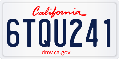 CA license plate 6TQU241