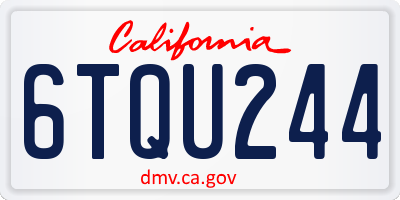 CA license plate 6TQU244