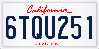CA license plate 6TQU251