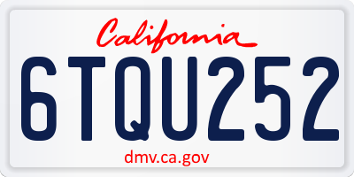 CA license plate 6TQU252