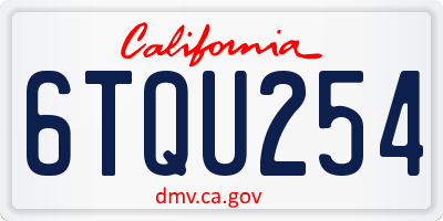 CA license plate 6TQU254