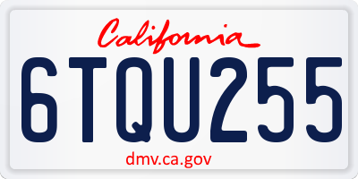 CA license plate 6TQU255