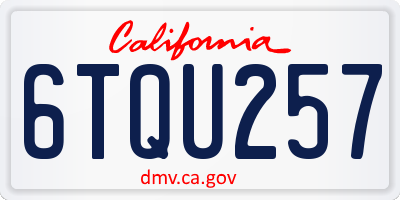 CA license plate 6TQU257