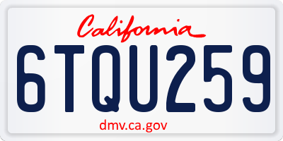CA license plate 6TQU259