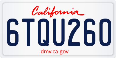 CA license plate 6TQU260