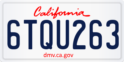 CA license plate 6TQU263