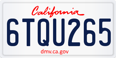 CA license plate 6TQU265