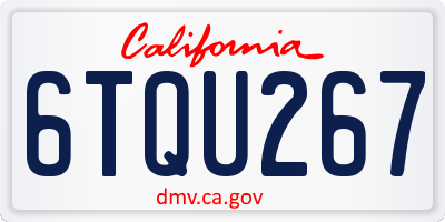 CA license plate 6TQU267