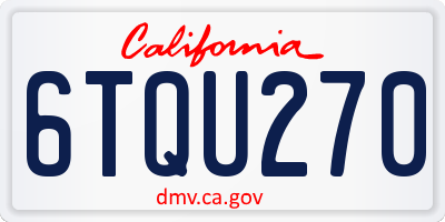 CA license plate 6TQU270