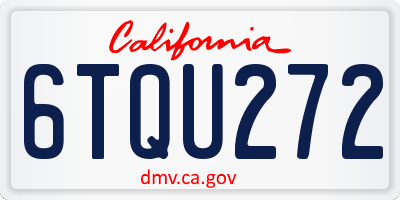 CA license plate 6TQU272
