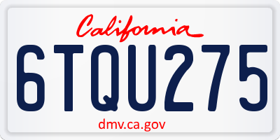 CA license plate 6TQU275
