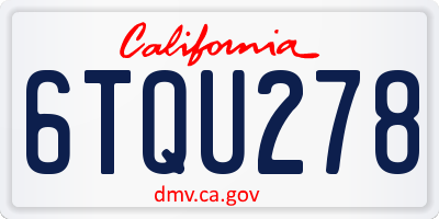 CA license plate 6TQU278
