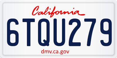 CA license plate 6TQU279