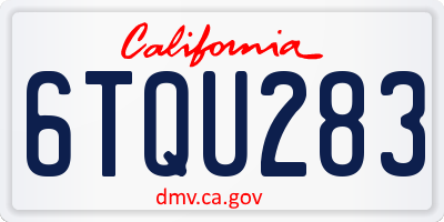 CA license plate 6TQU283