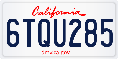 CA license plate 6TQU285