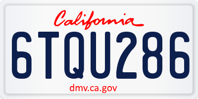 CA license plate 6TQU286