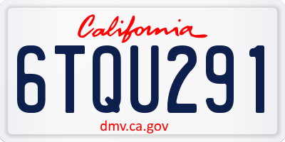 CA license plate 6TQU291