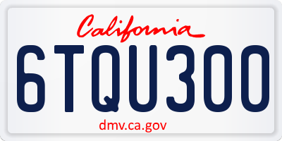 CA license plate 6TQU300