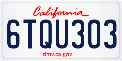 CA license plate 6TQU303