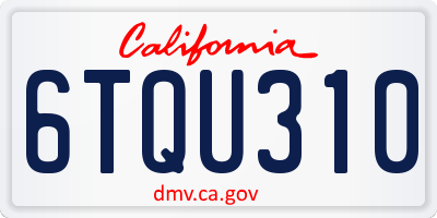 CA license plate 6TQU310
