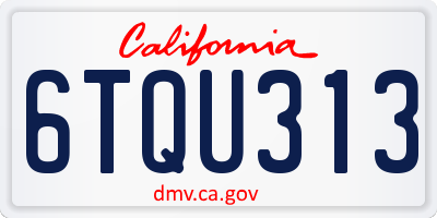 CA license plate 6TQU313