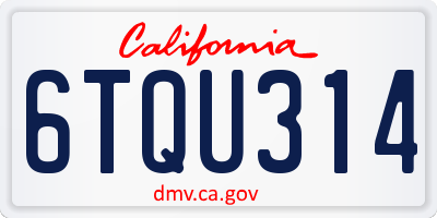 CA license plate 6TQU314