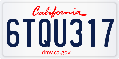 CA license plate 6TQU317