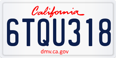 CA license plate 6TQU318