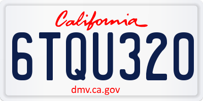 CA license plate 6TQU320