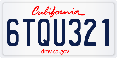 CA license plate 6TQU321