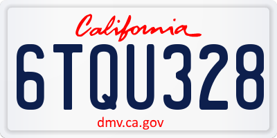 CA license plate 6TQU328