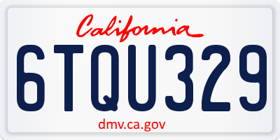 CA license plate 6TQU329