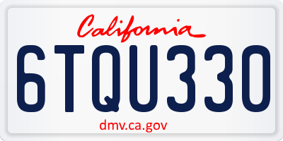 CA license plate 6TQU330