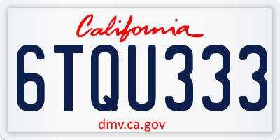CA license plate 6TQU333