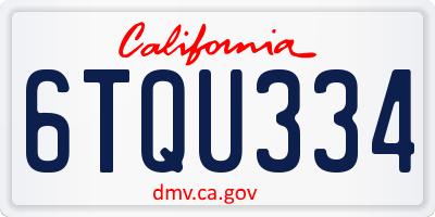 CA license plate 6TQU334