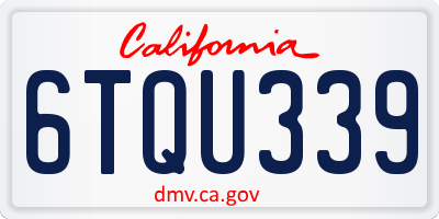 CA license plate 6TQU339