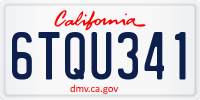 CA license plate 6TQU341