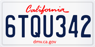 CA license plate 6TQU342