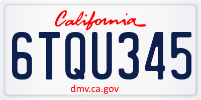 CA license plate 6TQU345